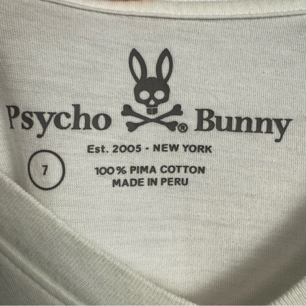 Psycho Bunny v-neck pima cotton basic white t shirt size 7 casual streetwear XL - Picture 7 of 7